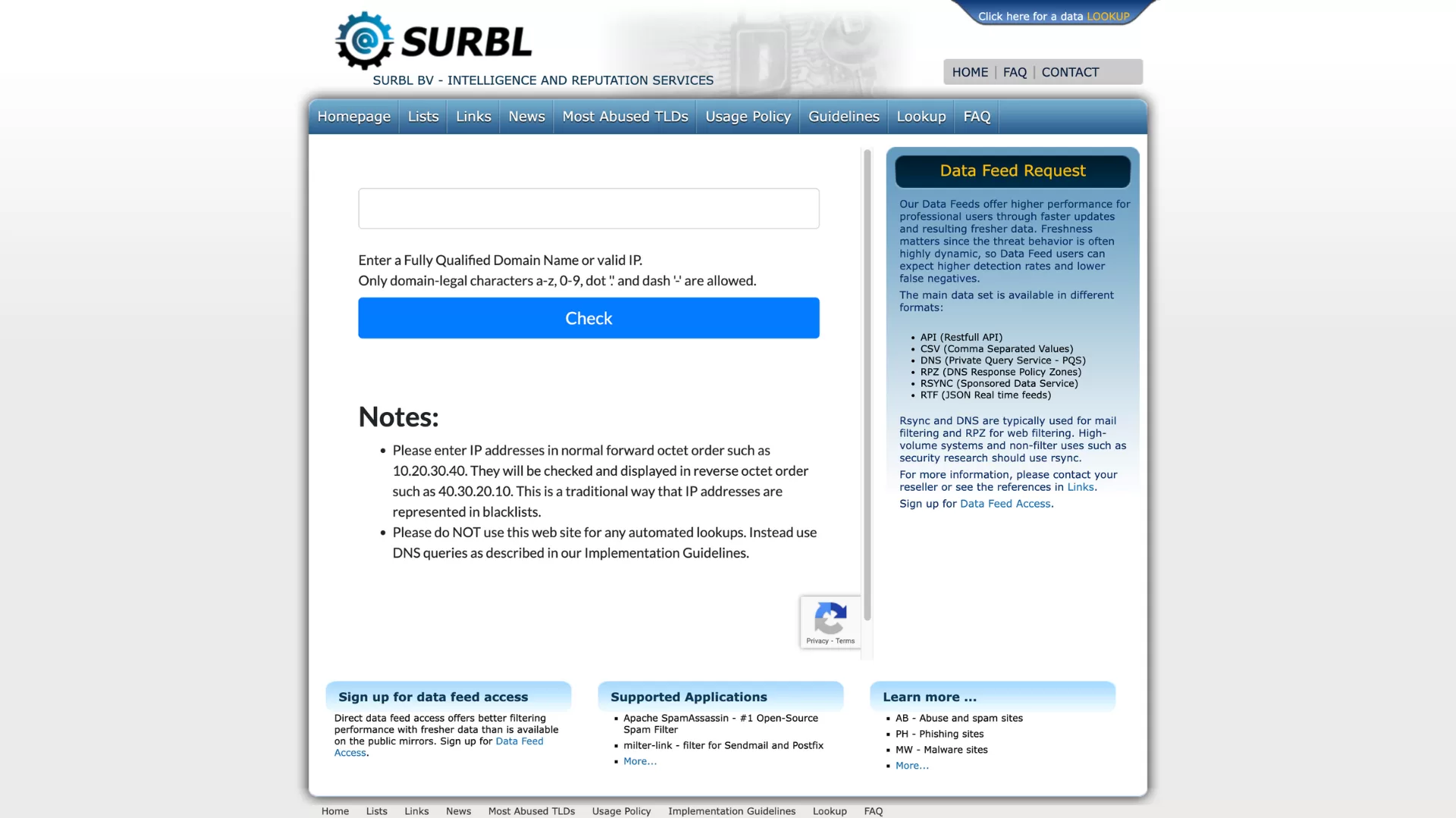 SURBL Email Blacklist Checker